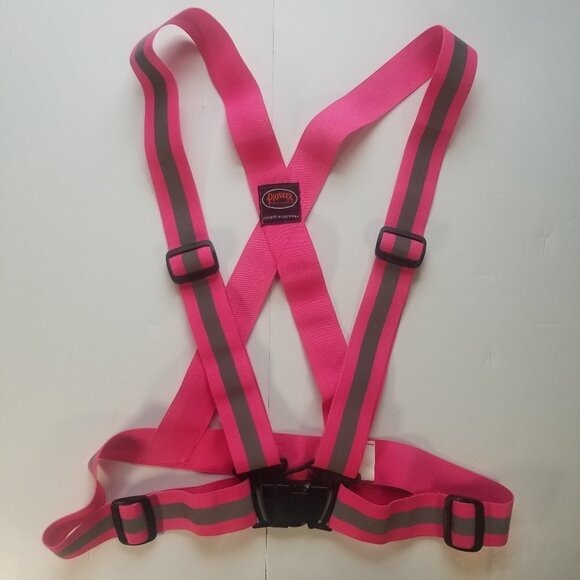 Safety Workbelt HI Viz Suspenders Reflective One Size Adjustable Pink with Grey - Picture 1 of 7